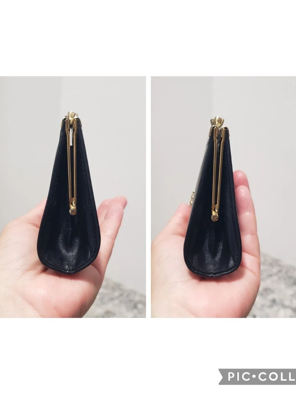 Bally Vintage Kisslock Coin Purse Black Leather Mini Wallet Clasp Pouch